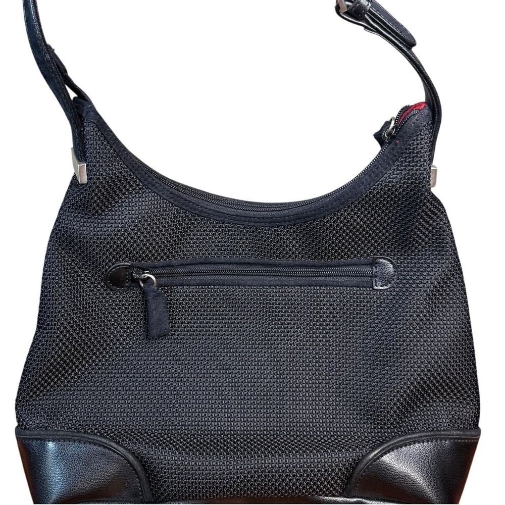 The SAK‎ Black Mesh & Faux Leather Shoulder Bag with Zipper Closure
